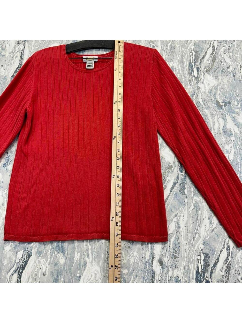 Talbots Preppy Classic Red Ribbed Sweater (L) - Picture 8 of 9